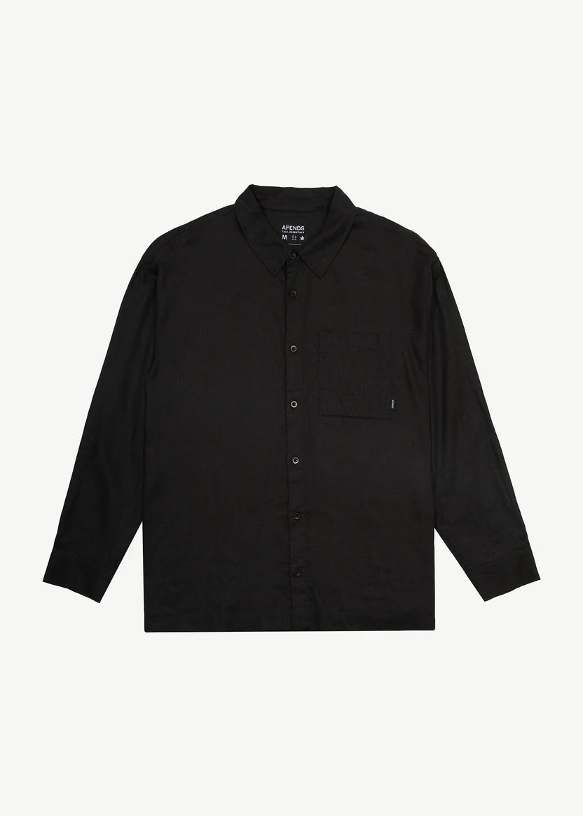 Afends Everyday Hemp Long Sleeve Shirt - Black
