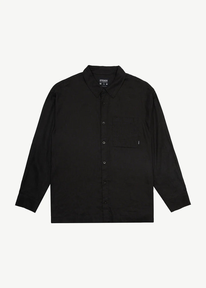 Afends Everyday Hemp Long Sleeve Shirt - Black