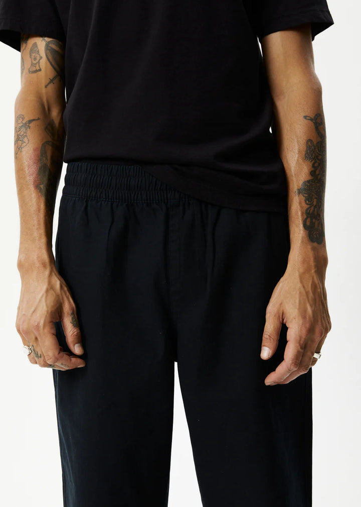 Afends Ninety Eights Recycled Baggy Elastic Waist Pants - Black