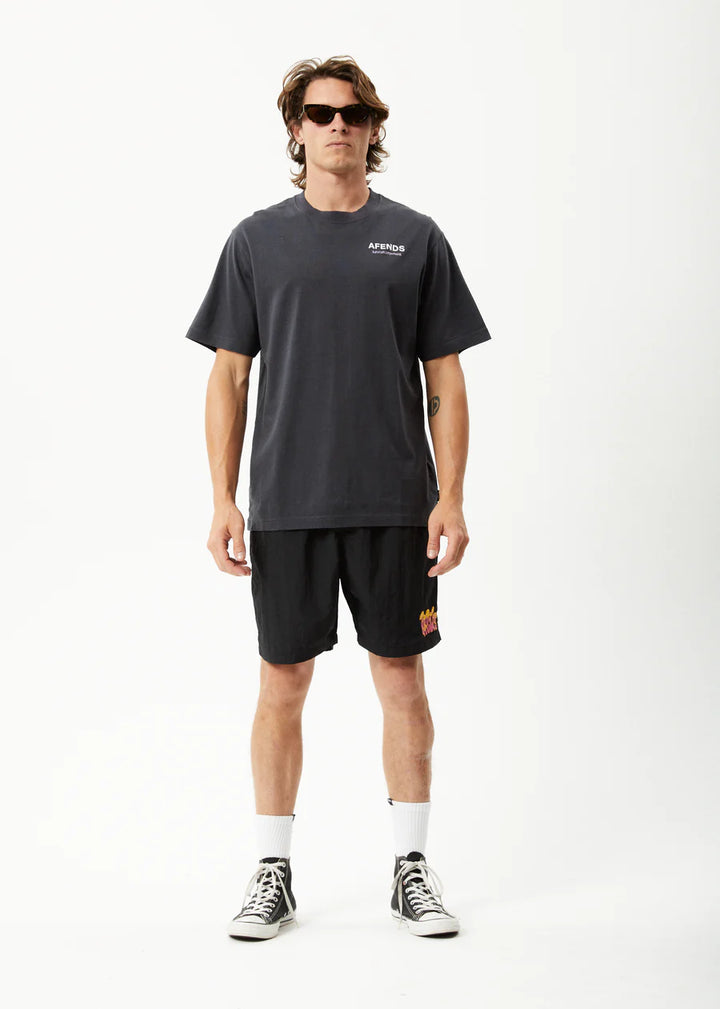 Afends Waveform Recycled Retro Fit Tee - Charcoal