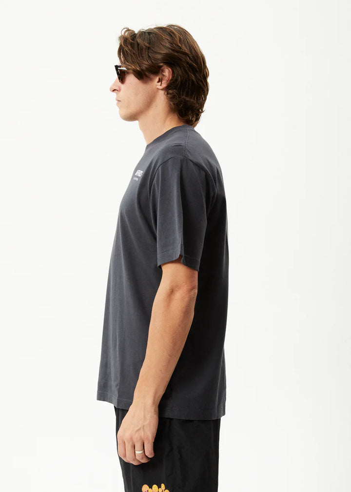 Afends Waveform Recycled Retro Fit Tee - Charcoal