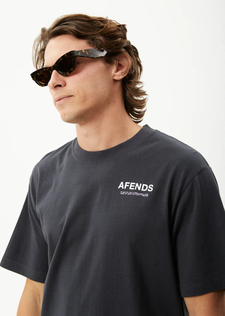 Afends Waveform Recycled Retro Fit Tee - Charcoal