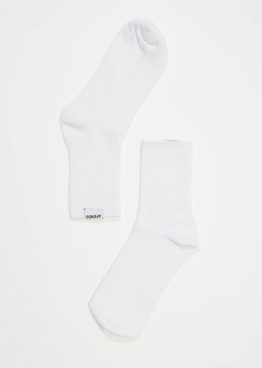 Afends The Essential Hemp Rib Socks- White