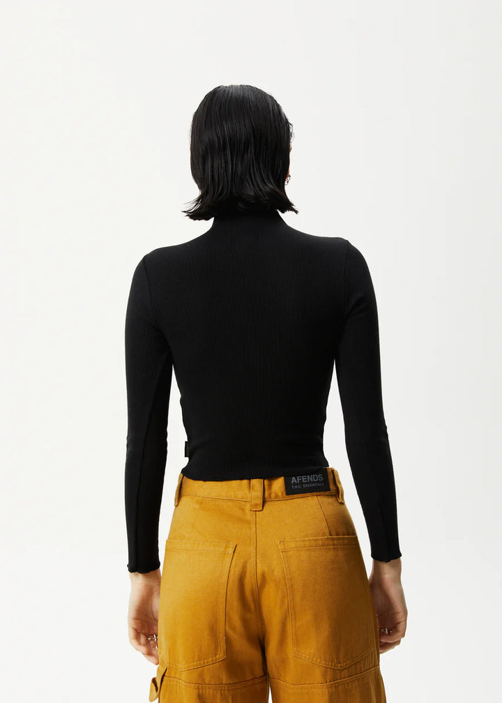 Afends Iconic Hemp Ribbed Long Sleeve Top - Black