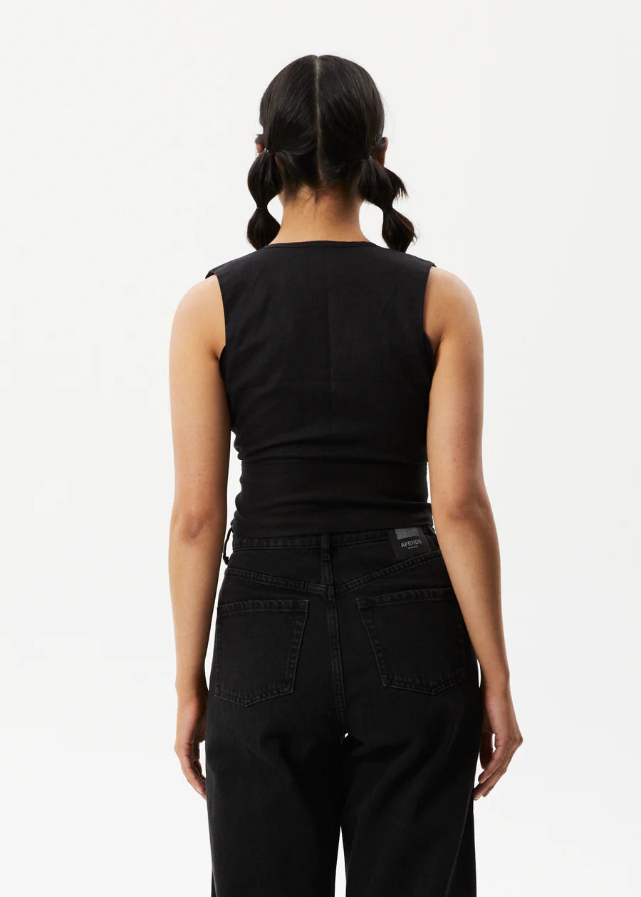 Afends Lilo Hemp Button Up Top - Black