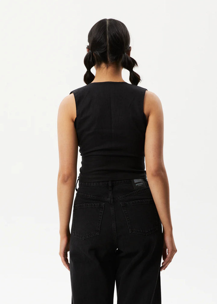 Afends Lilo Hemp Button Up Top - Black