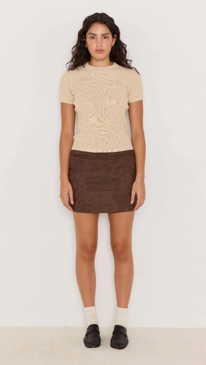 MinkPink Aston Suede Mini Skirt - Chocolate