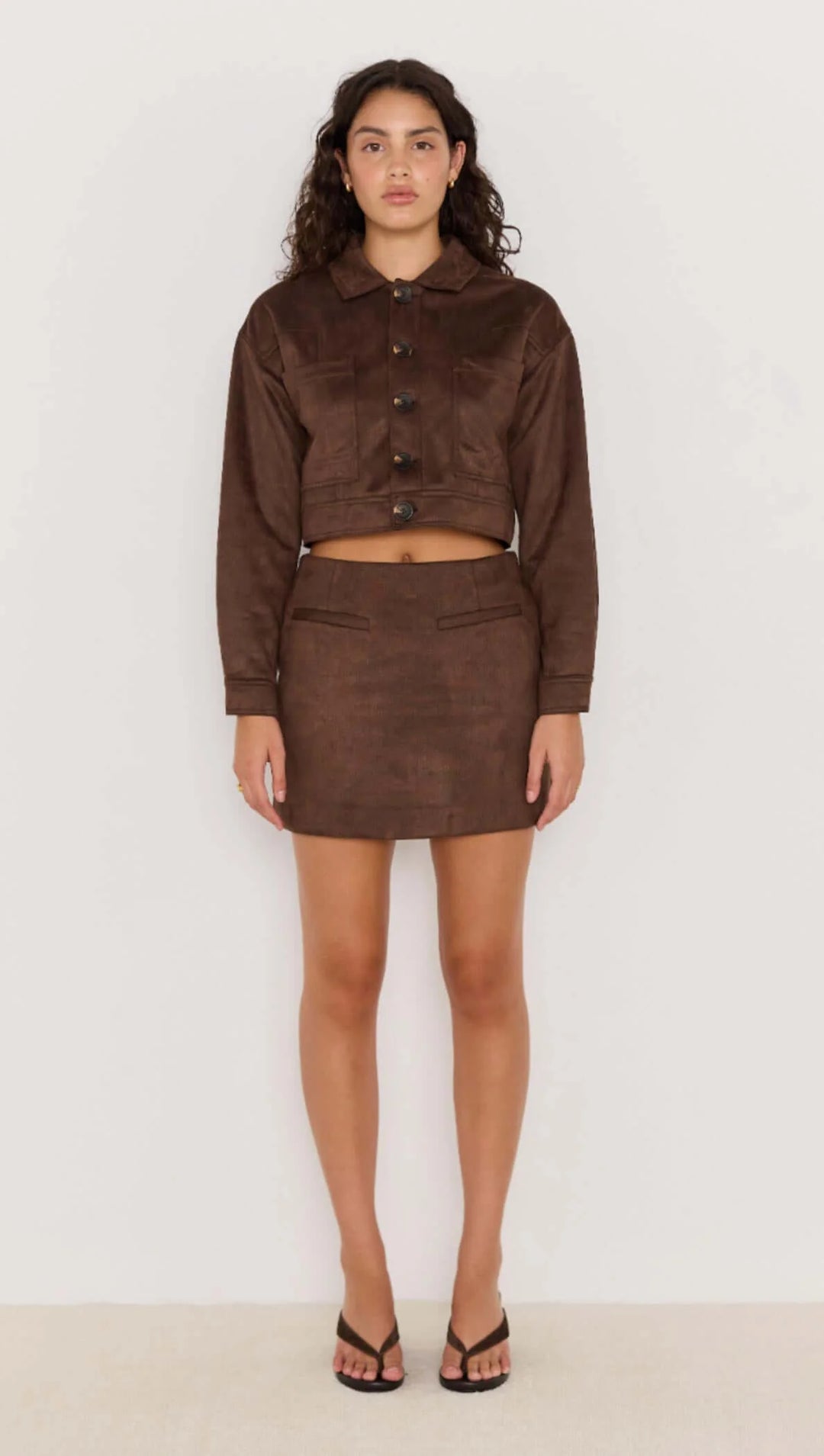 MinkPink Aston Suede Mini Skirt - Chocolate