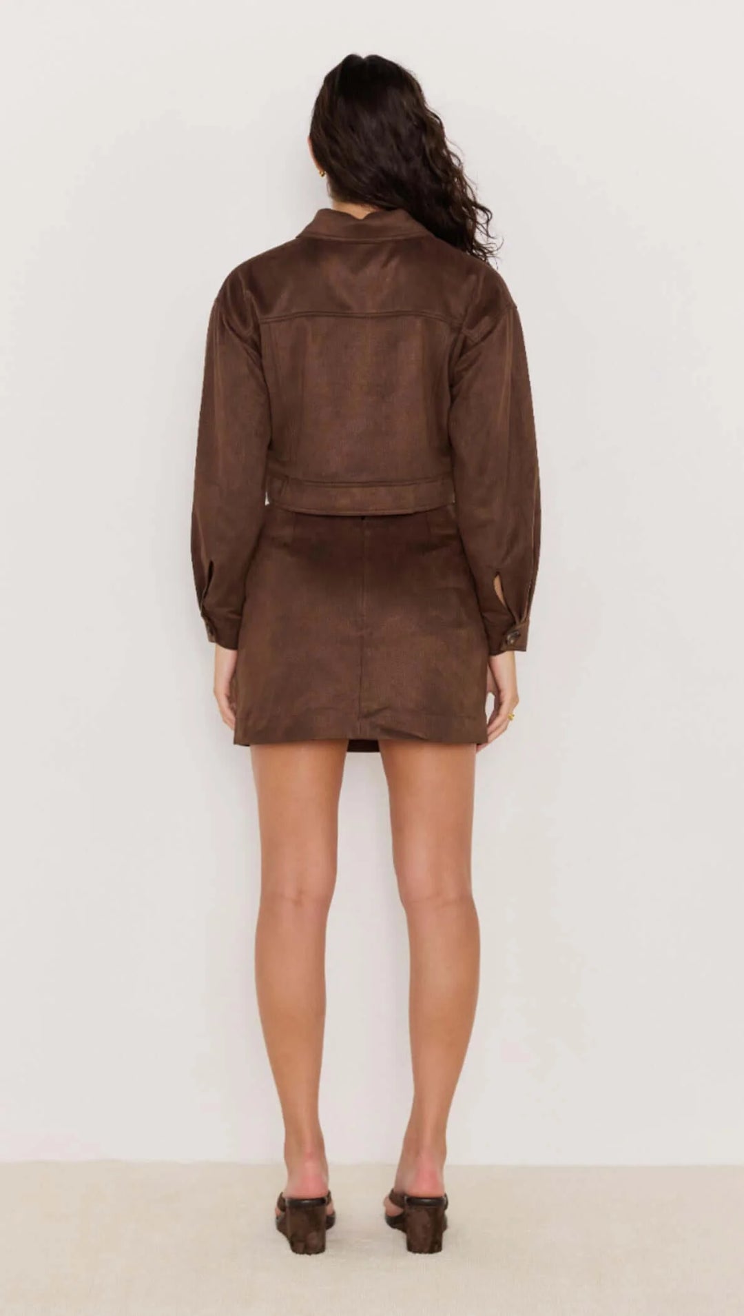 MinkPink Aston Suede Mini Skirt - Chocolate