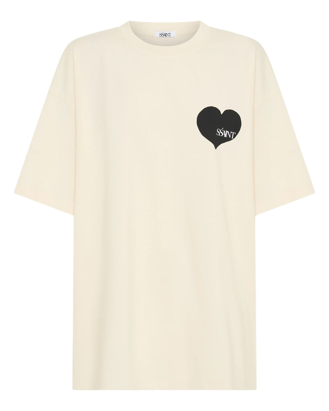 SŚAINT Heart Tee- Cream With Black Heart