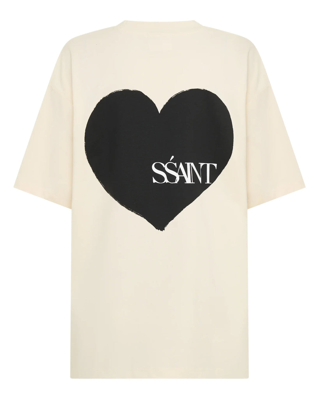 SŚAINT Heart Tee- Cream With Black Heart