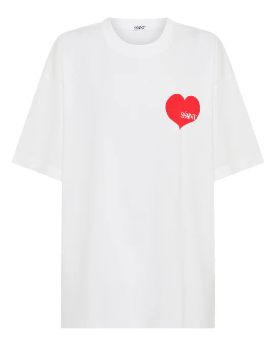 SŚAINT Heart Tee - White With Red Heart