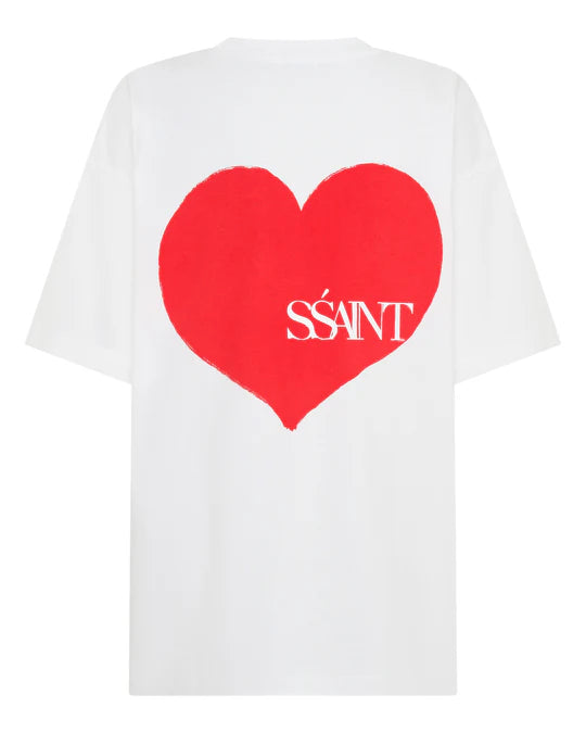 SŚAINT Heart Tee - White With Red Heart