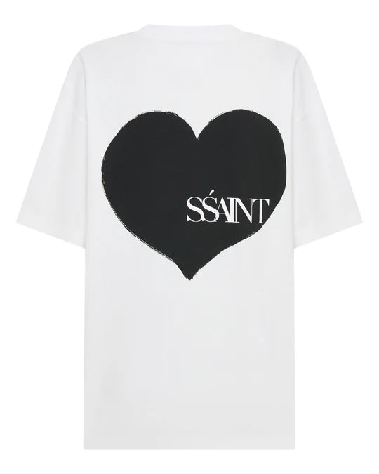 SŚAINT Heart Tee - White With Black Heart