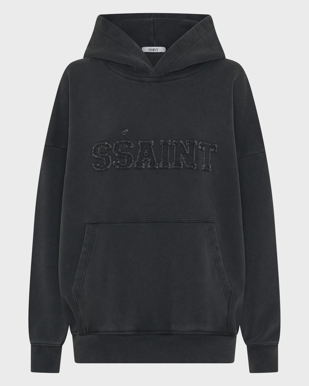 Ssaint Logo Acid Wash Hoodie -Charcoal