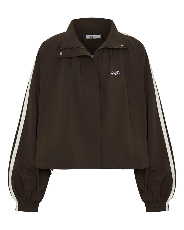 Ssaint Balloon Zip Windbreaker - Brown/Cream