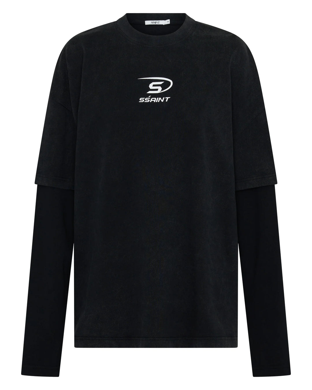 Ssaint Boxy Layered Tee - Vintage Washed Black