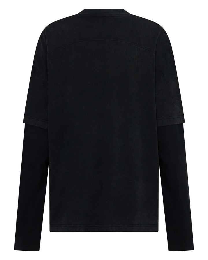 Ssaint Boxy Layered Tee - Vintage Washed Black