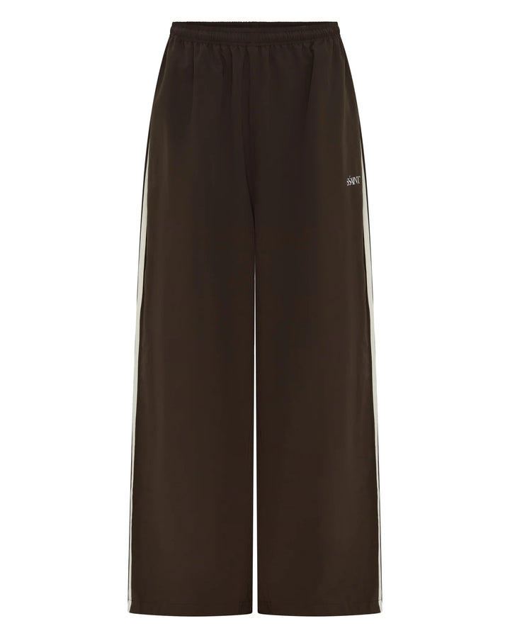 Ssaint Windbreaker Loose Pants - Brown/Cream
