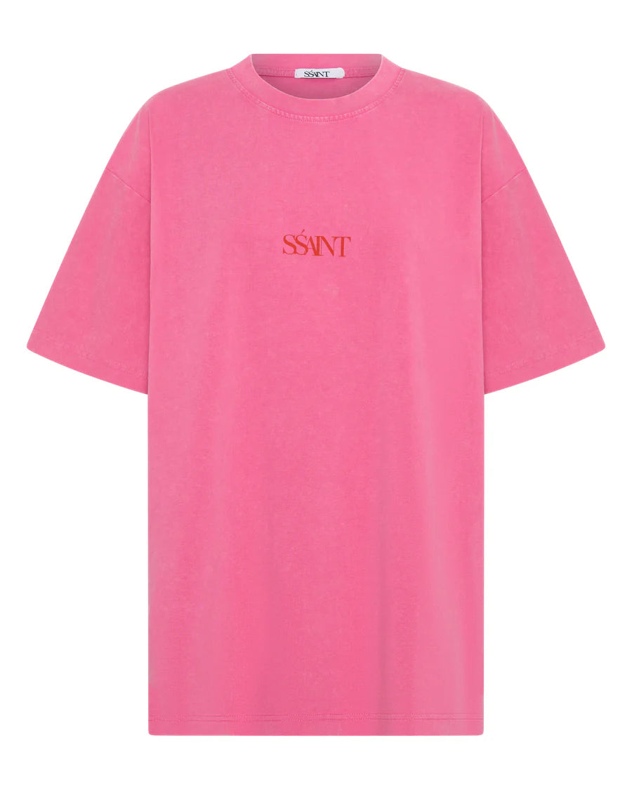 SŚAINT No Vacancy Tee - Acid Dark Wash Pink