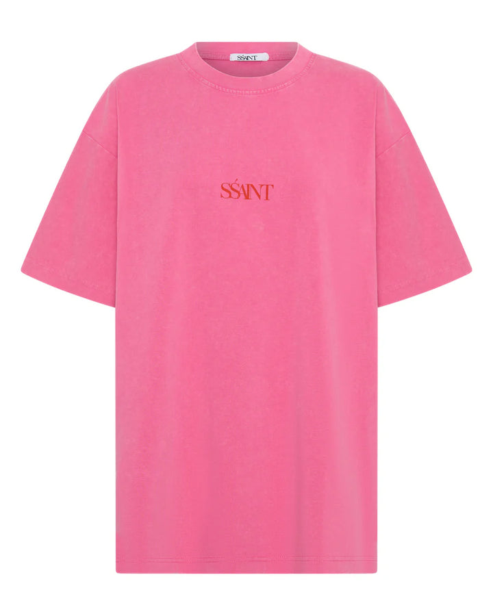 SŚAINT No Vacancy Tee - Acid Dark Wash Pink