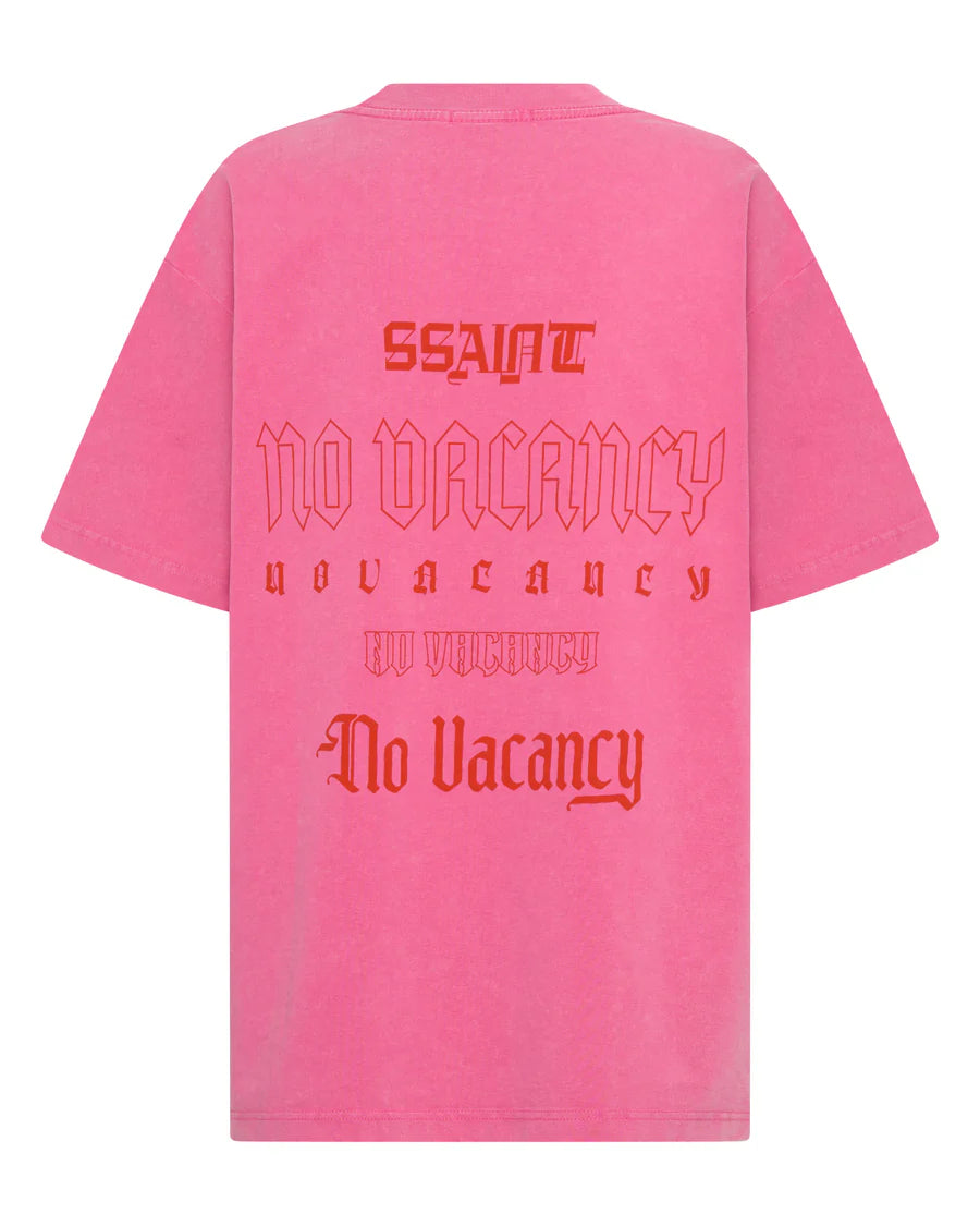 SŚAINT No Vacancy Tee - Acid Dark Wash Pink