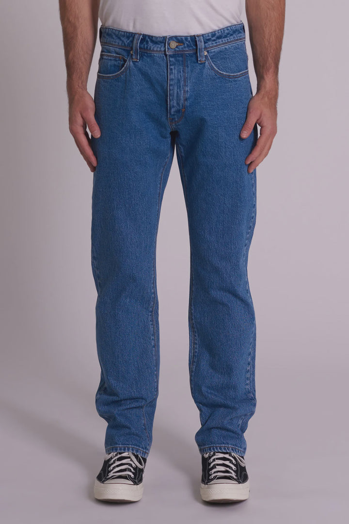 Abrand A3 Straight Jean - Royal - Mid Vintage Indigo
