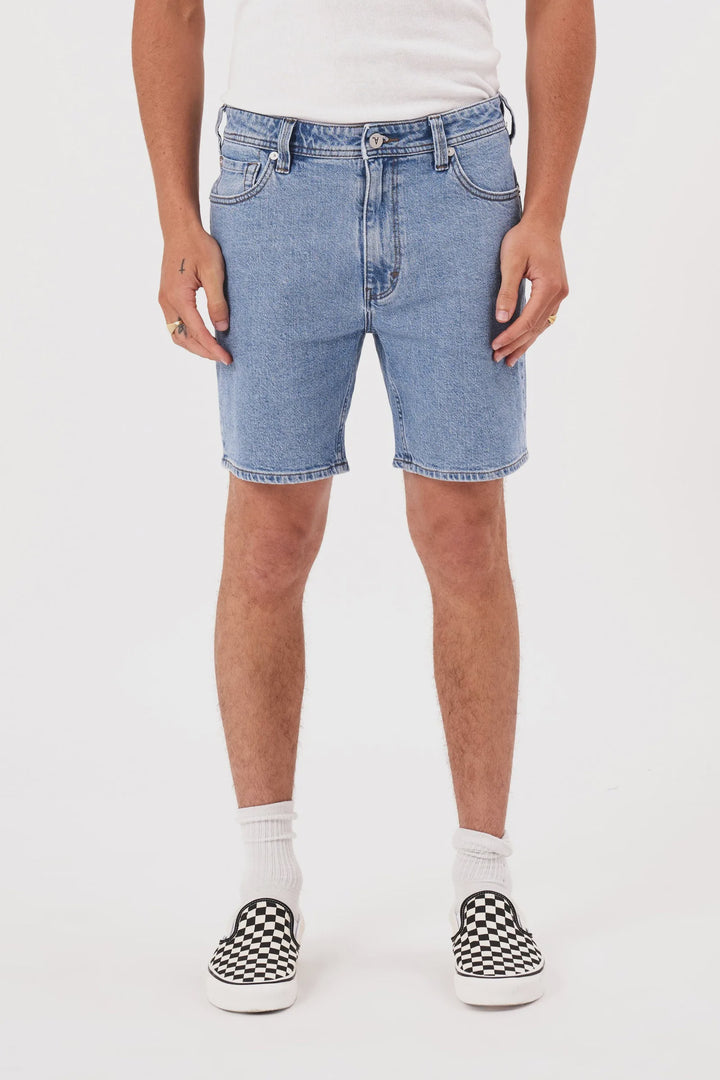 Abrand A2 Slim Denim Short - Simon - Bleached Vintage Indigo