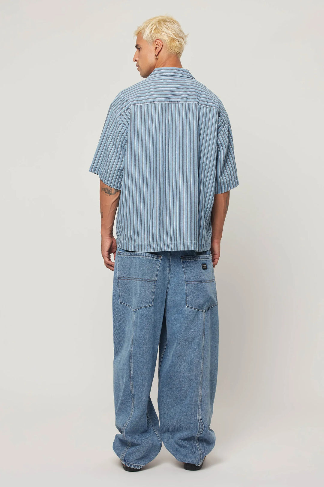 Abrand Bobby Camp Stripe Shirt - Denim Blue