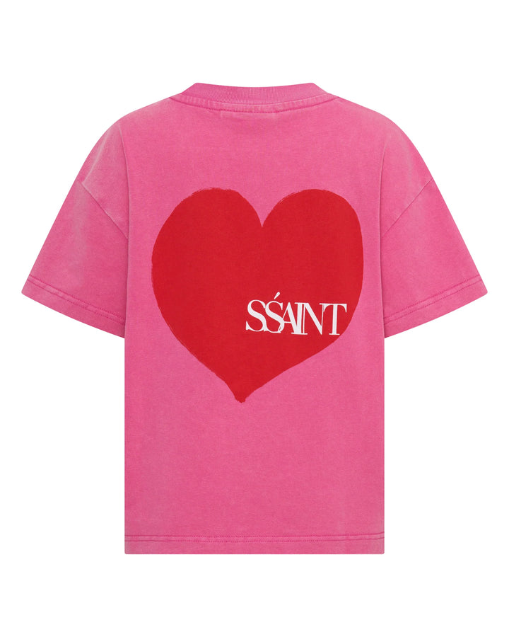 SSAINT Kids Heart Tee - Acid Wash Pink