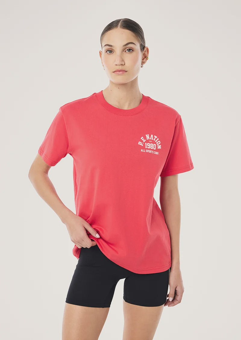 P.E Nation Backspin 2.0 Relaxed Heavyweight Tee - Straawberry