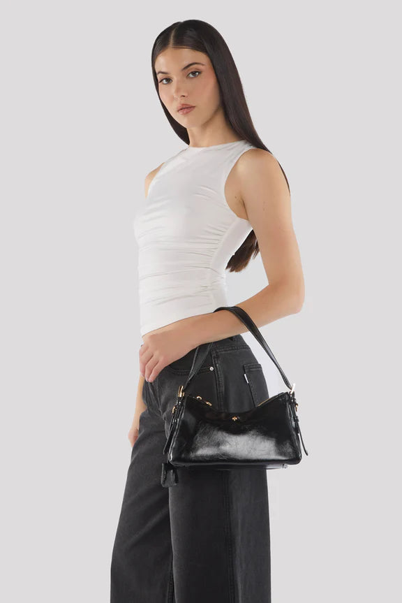 Peta + Jain Brody Shoulder Bag - Black Crinkle/Gold