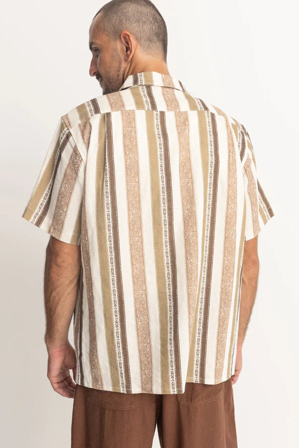 Rhythm Paisley Stripe Short Sleeve Shirt - Desert Sage