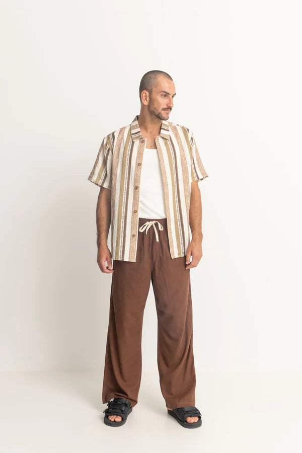 Rhythm Paisley Stripe Short Sleeve Shirt - Desert Sage