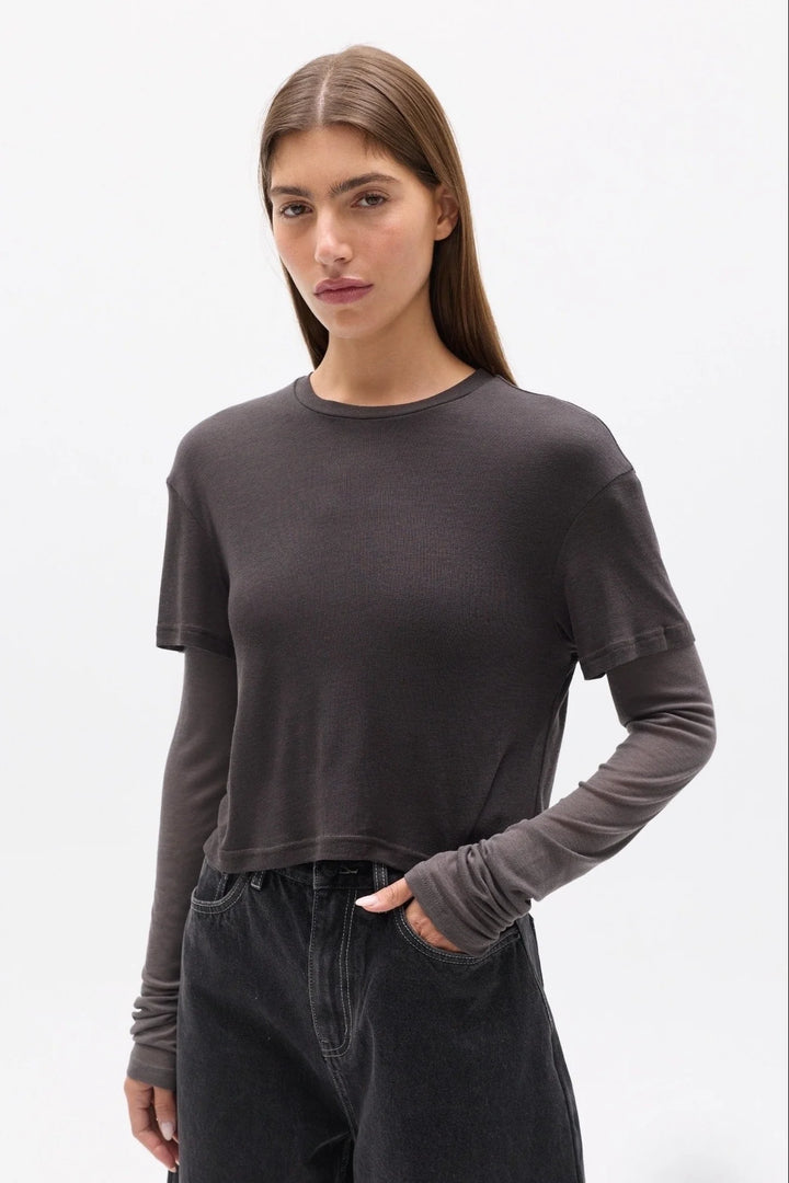 Bayse Calenia Two In One Top - Dark Grey