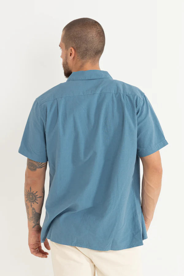 Rhythm Classic Linen Short Sleeve Shirt - Mineral Blue