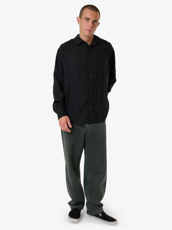 Thrills Hemp Minimal Thrills Oversize Long Sleeve Shirt - Black