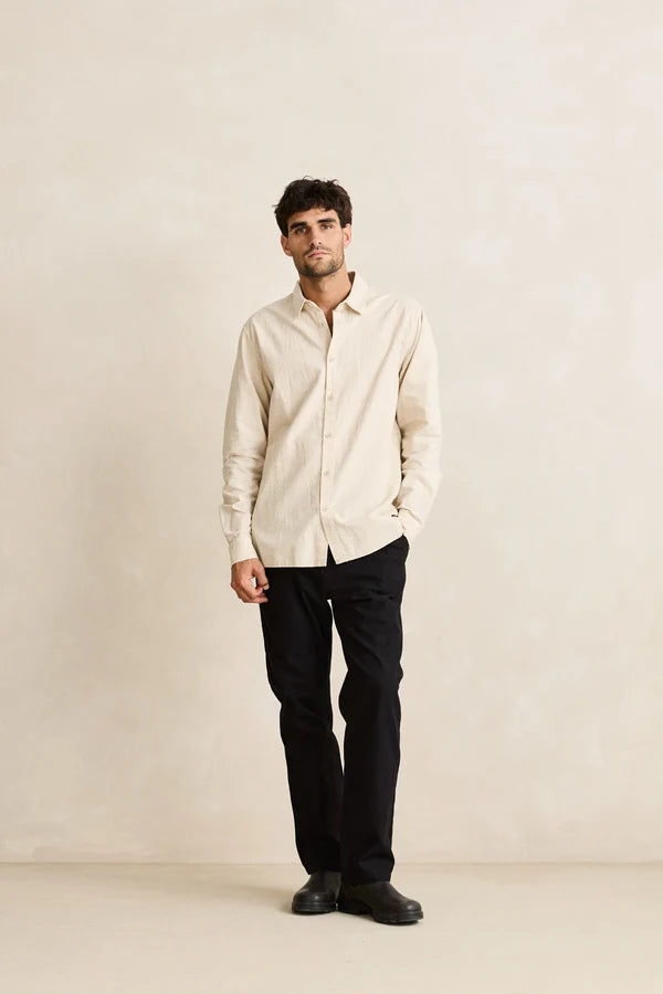 Rhythm Classic Linen LS Shirt-Stone