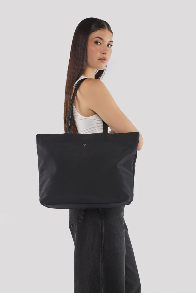 Peta + Jain Cosmo Nylon Tote Bag-Black Nylon/Gold