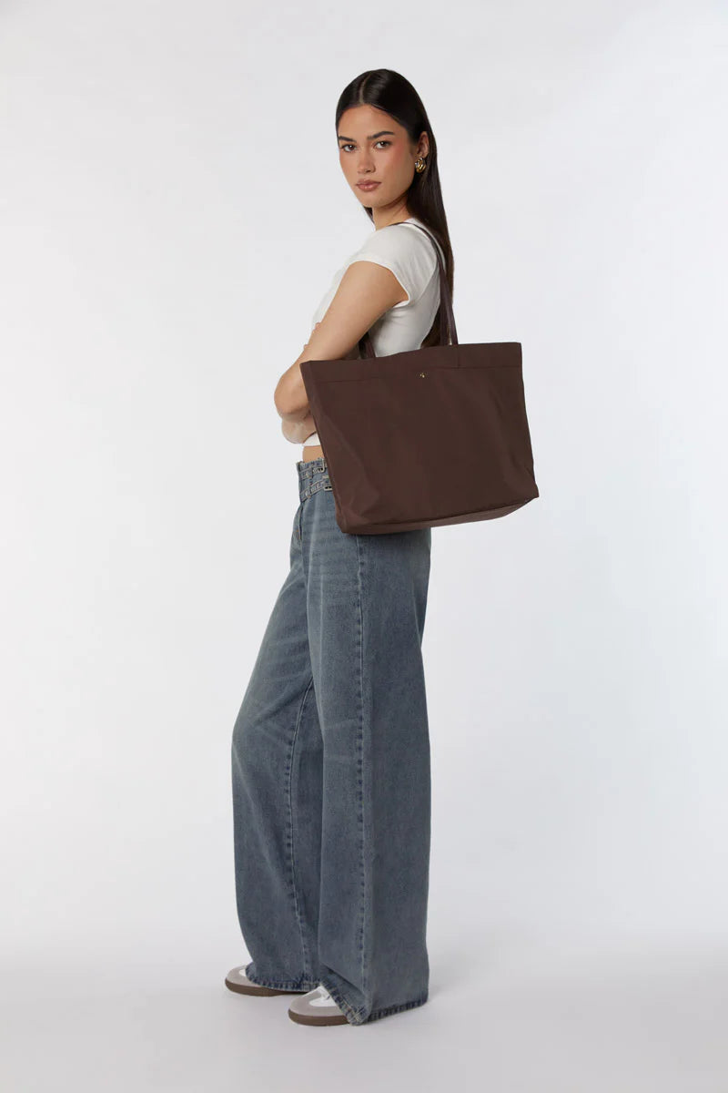 Peta + Jain Cosmo Nylon Bag- Chocolate Nylon/Gold