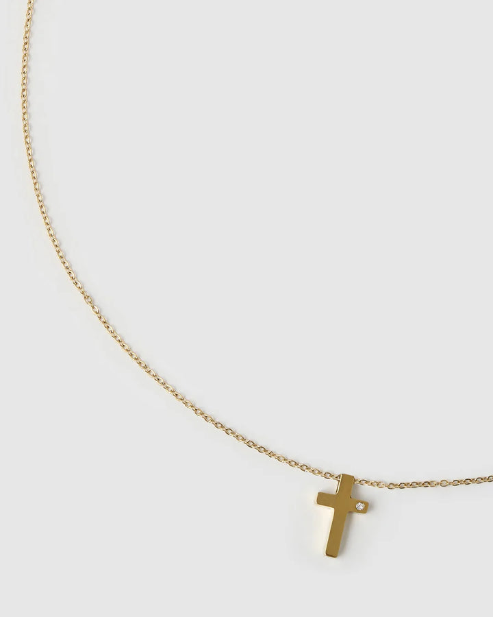 Arms Of Eve Cross Charm Gold Necklace