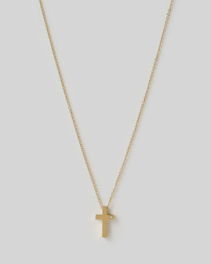 Arms Of Eve Cross Charm Gold Necklace