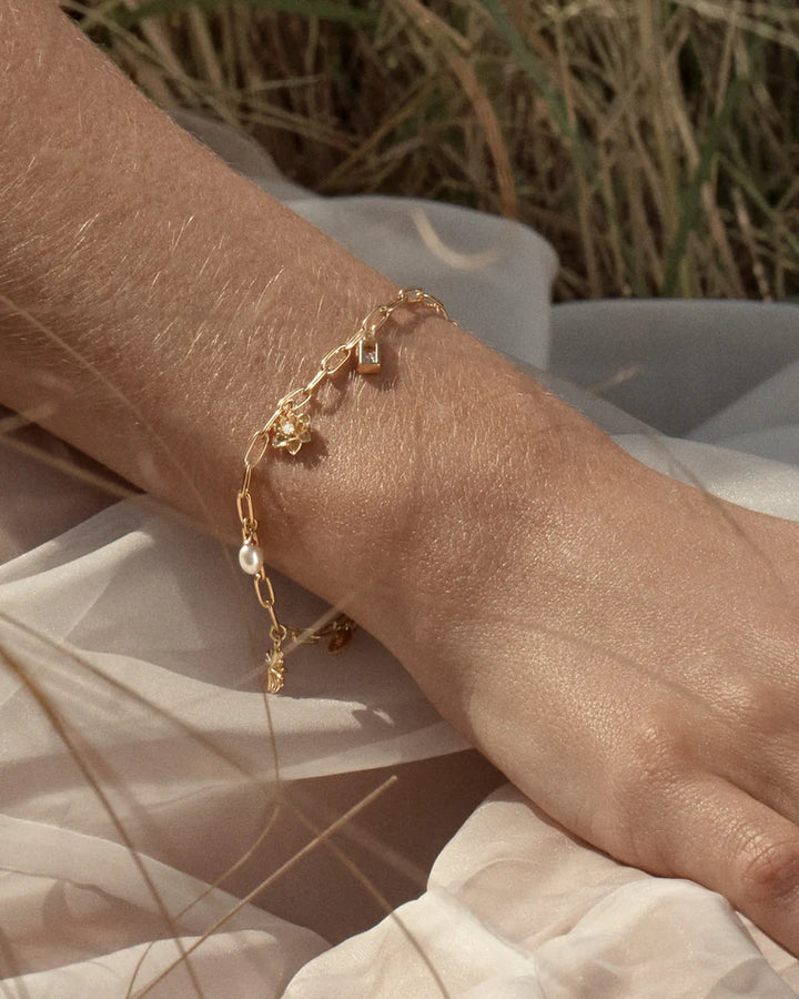 By Charlotte 18k Gold Vermeil Bloom With Grace Bracelet