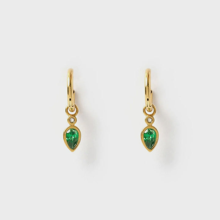 Arms Of Eve Daisy Gold Earrings - Emerald
