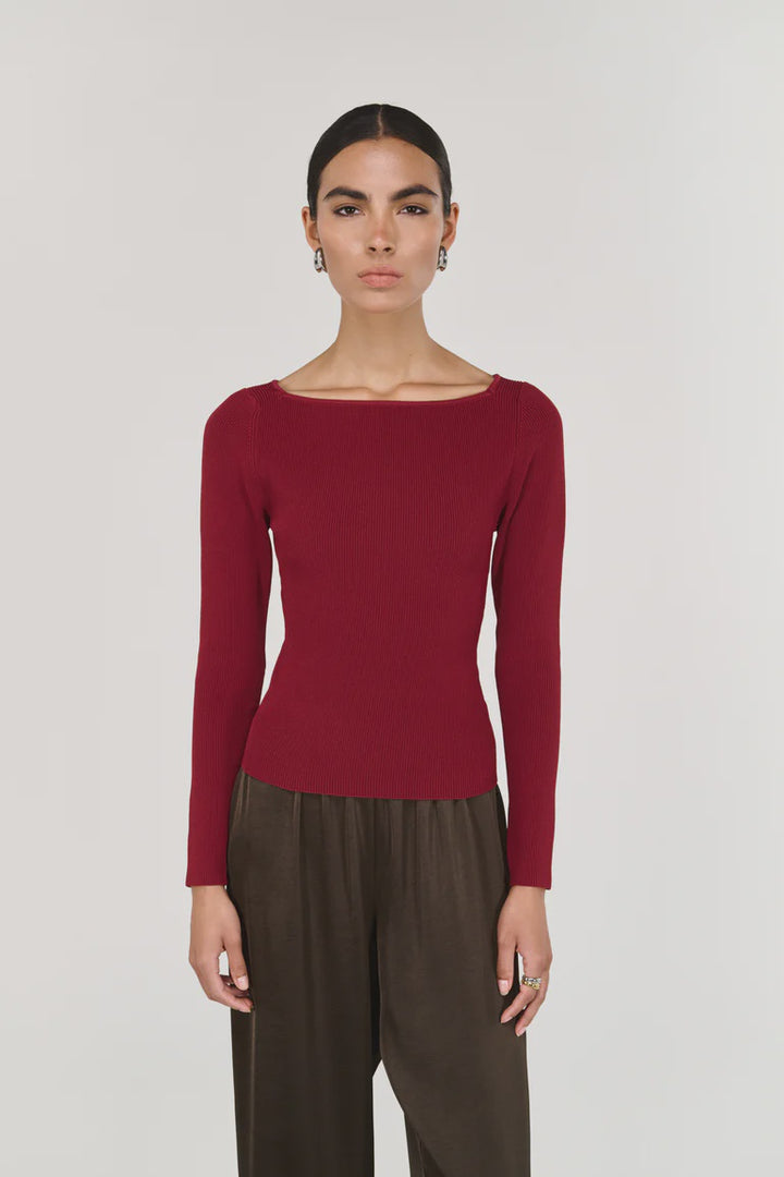 Staple The Label Eon Long Sleeve Knit - Wine