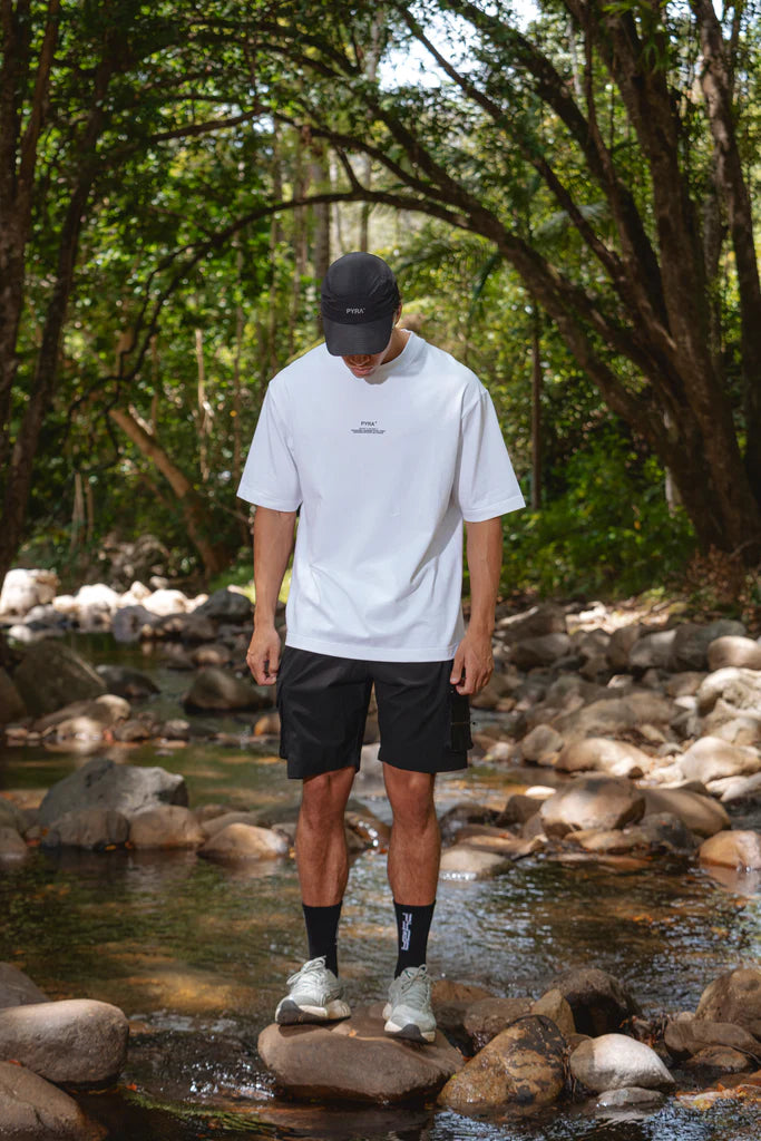 Pyra Stacked Box Logo Tee - White