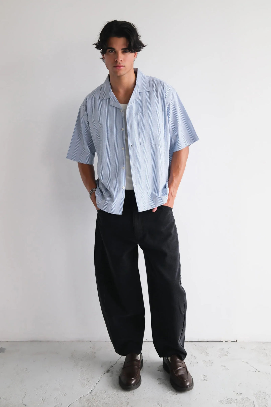 Abrand Bobby Camp Shirt - Blue Stripe