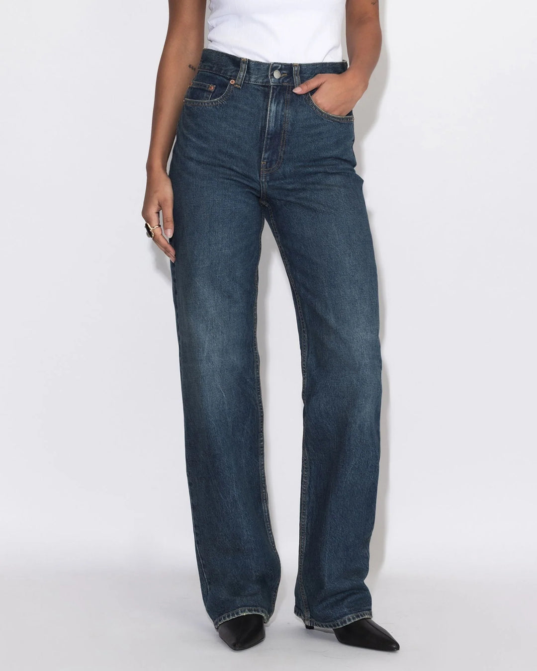 Dr Denim Echo High Straight - Bay Dark Used Vintage