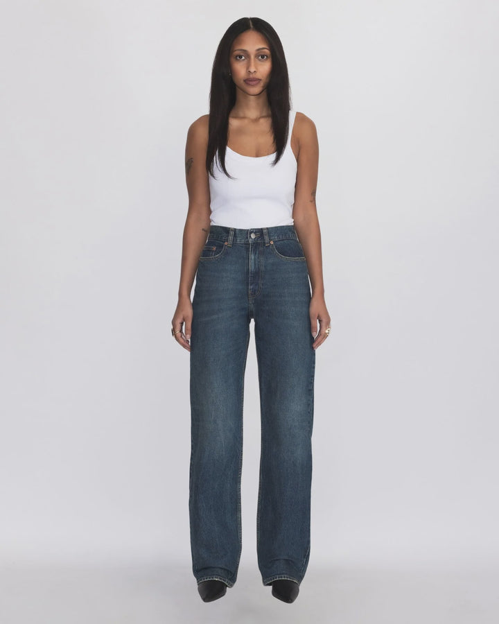 Dr Denim Echo High Straight - Bay Dark Used Vintage