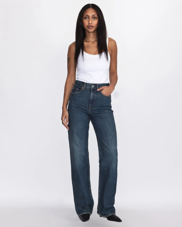 Dr Denim Echo High Straight - Bay Dark Used Vintage